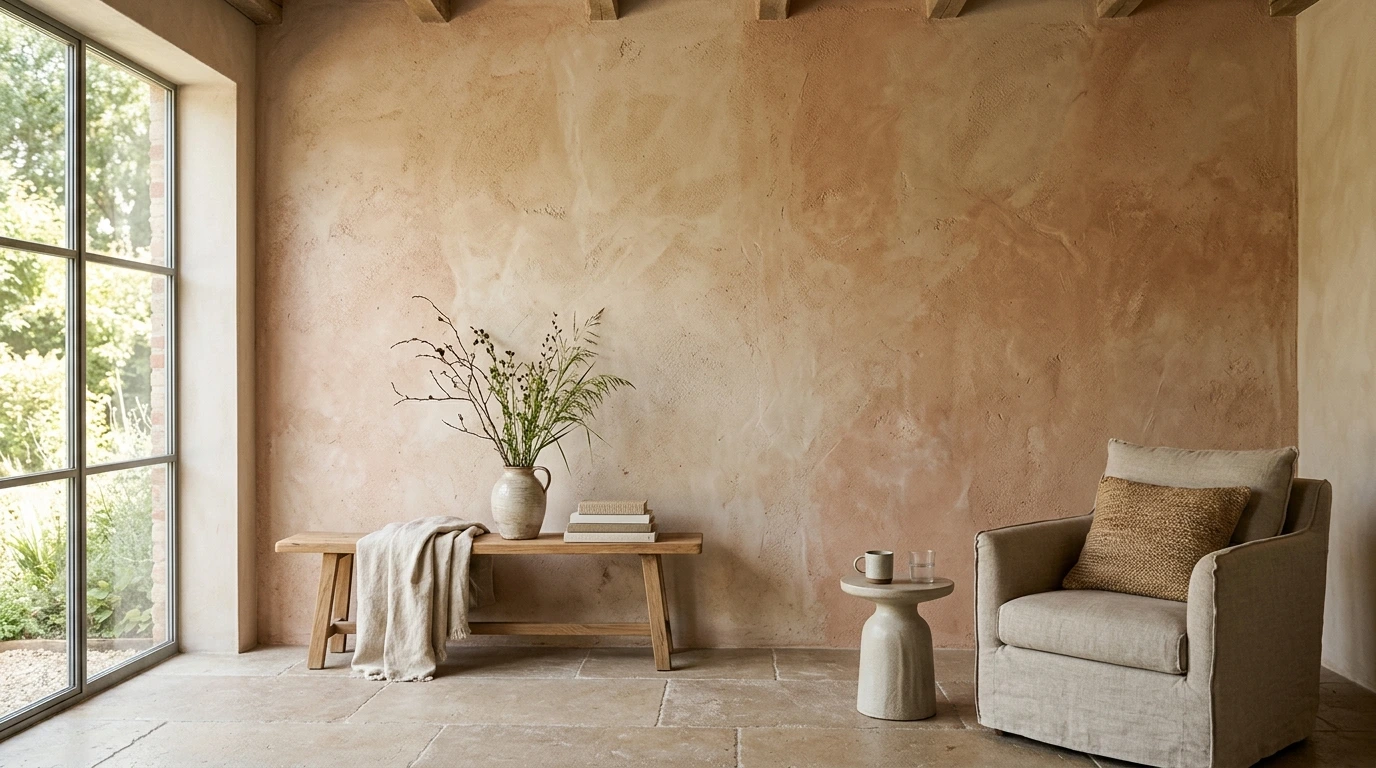 Mur en enduit décoratif minéral