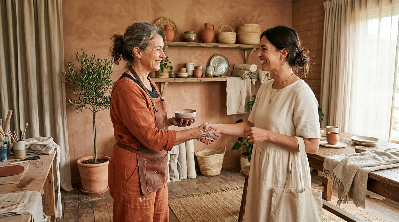 Poignée de main artisan et client