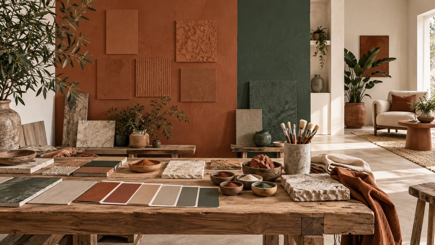 Illustration éditoriale du sujet : Couleur marron en déco : associations et pièces idéales