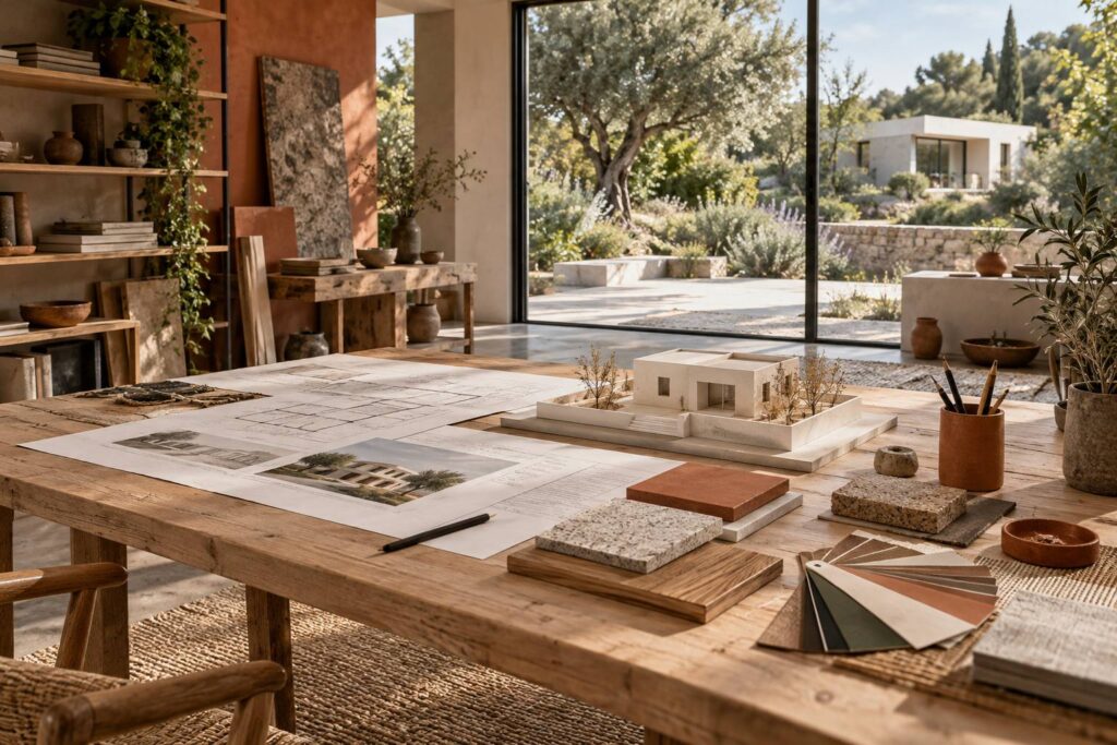 Illustration éditoriale du sujet : Maison moderne : styles, plans et budget de construction
