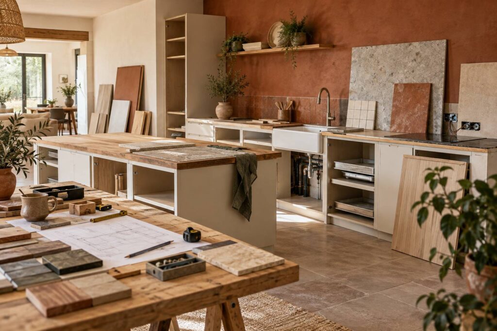 Illustration éditoriale du sujet : Refaire sa cuisine à Bruz : artisans, prix et délais