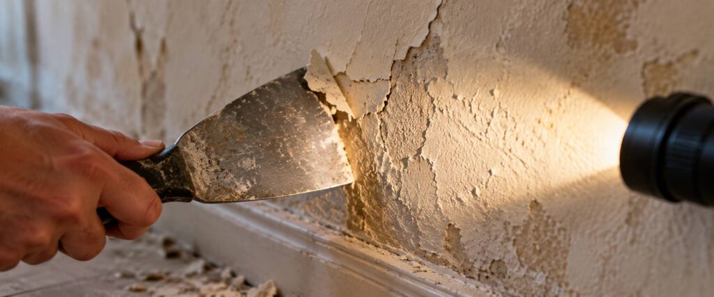 Illustration de détail sur le sujet : Mur en plâtre ancien : diagnostiquer avant de tapisser